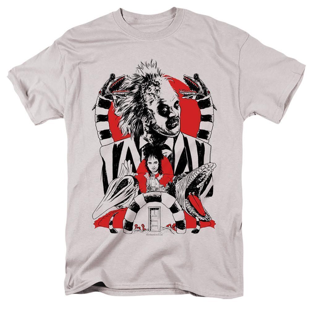 Beetlejuice Beetlejuice Collage Adult 181 T Shirt Silver